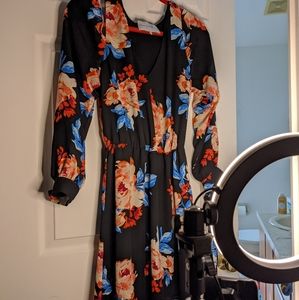 Floral Shoulder Slit Dress